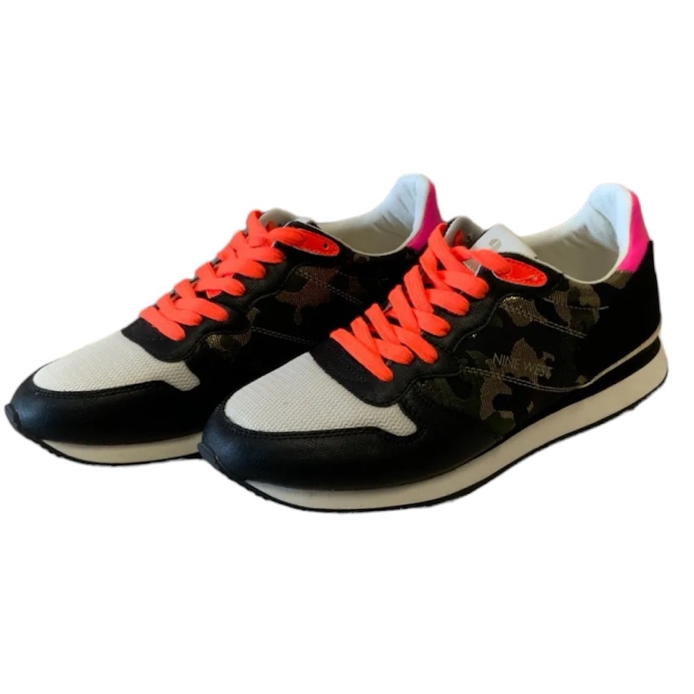 Women’s Nine West Banx 3 Camo Orange Sneaker, 9